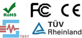 RoHS, FCC, CE, ISO9001 and TUV certified